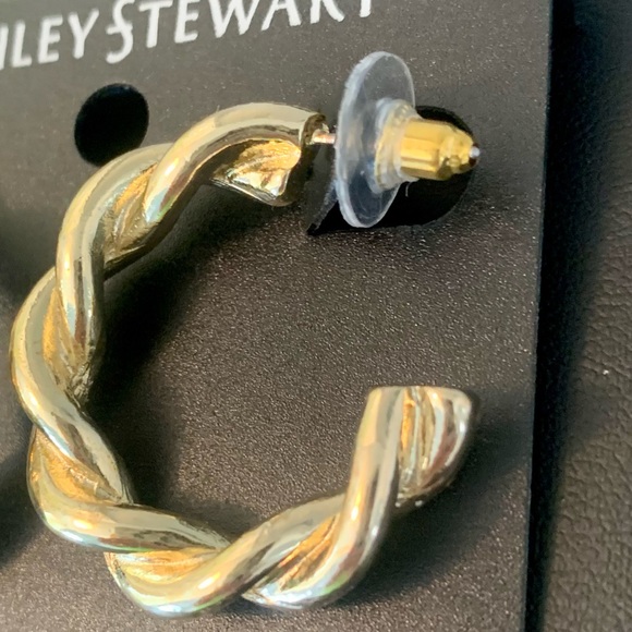 Ashley Stewart Chunky Twisted Hoop Earrings - Picture 2 of 5